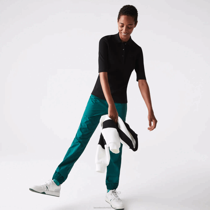 mujer Lacoste 6F242515 negro 031 polo slim fit de algodón flexible mujer Lacoste 6F242515 negro 031 polo slim fit de algodón flexible