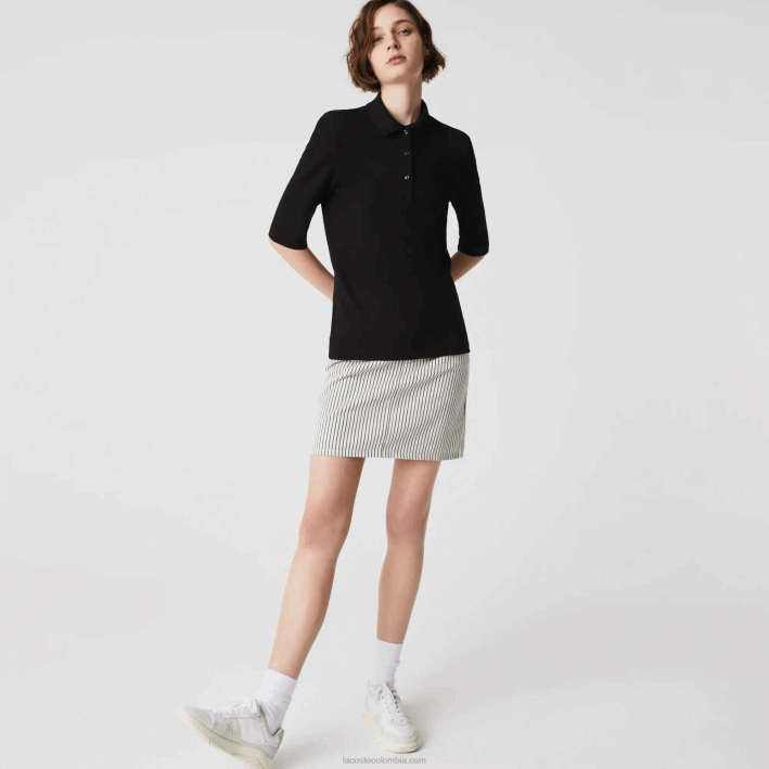 mujer Lacoste 6F242515 negro 031 polo slim fit de algodón flexible