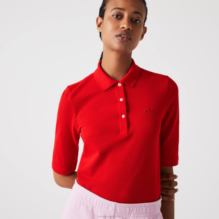mujer Lacoste 6F242516 rojo 240 polo slim fit de algodón flexible mujer Lacoste 6F242516 rojo 240 polo slim fit de algodón flexible