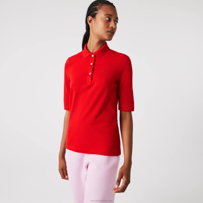 mujer Lacoste 6F242516 rojo 240 polo slim fit de algodón flexible