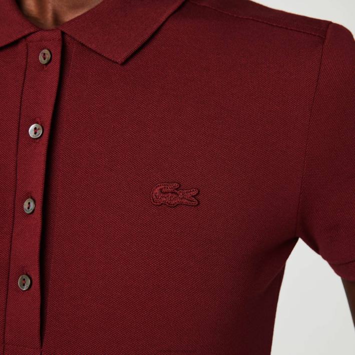 mujer Lacoste 6F242518 burdeos zs1 polo slim fit de piqué de algodón elástico