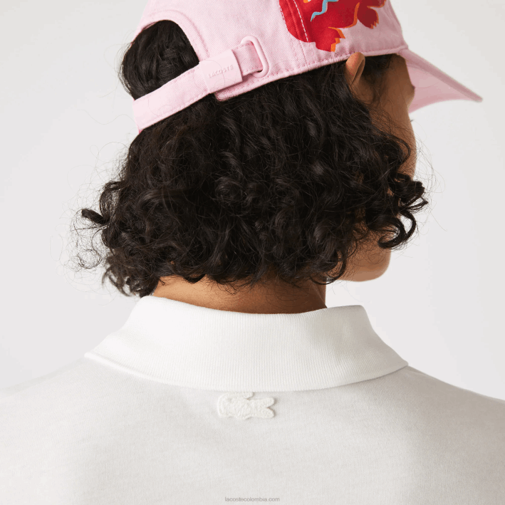 mujer Lacoste 6F242525 blanco 70v polo de corte holgado de algodón orgánico con estampado