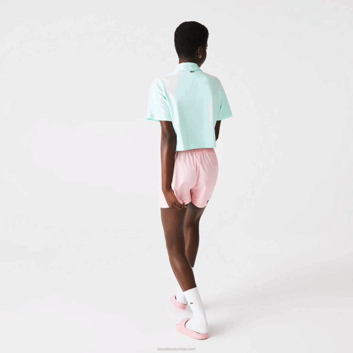 mujer Lacoste 6F242526 color turquesa polo de corte holgado de algodón orgánico con estampado