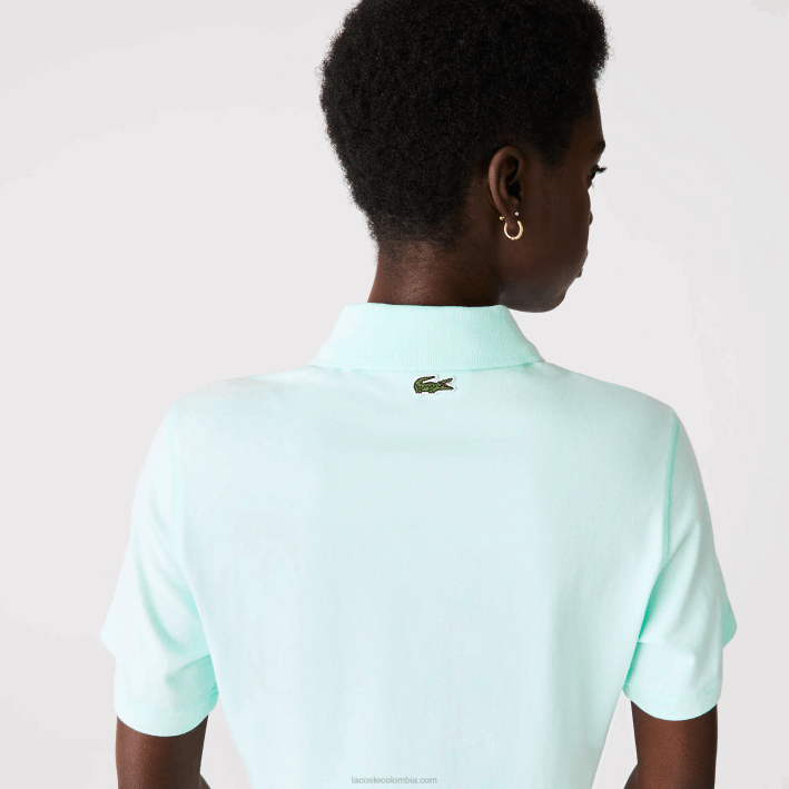 mujer Lacoste 6F242526 color turquesa polo de corte holgado de algodón orgánico con estampado