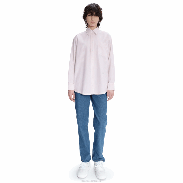 mujer6F242660 blanco rosa m5u lacoste x a.p.c. camisa a rayas de algodón