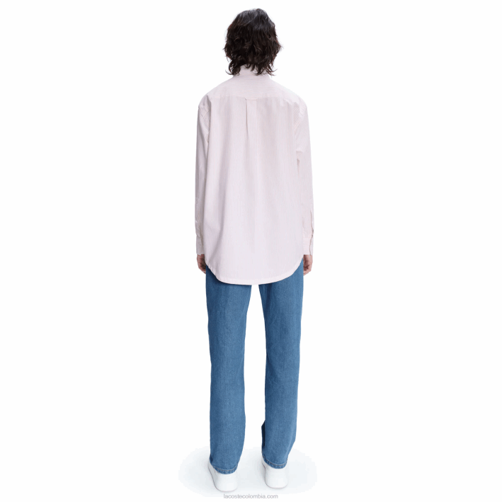 mujer6F242660 blanco rosa m5u lacoste x a.p.c. camisa a rayas de algodón