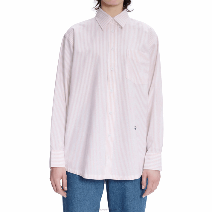 mujer6F242660 blanco rosa m5u lacoste x a.p.c. camisa a rayas de algodón