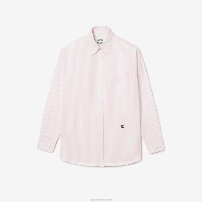 mujer6F242660 blanco rosa m5u lacoste x a.p.c. camisa a rayas de algodón