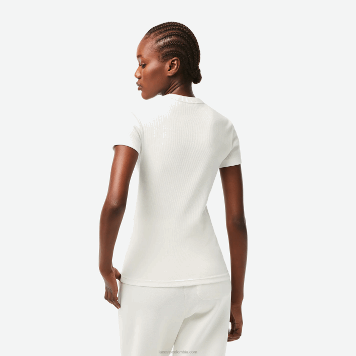 mujer Lacoste 6F242384 blanco 70v camiseta slim fit de algodón orgánico