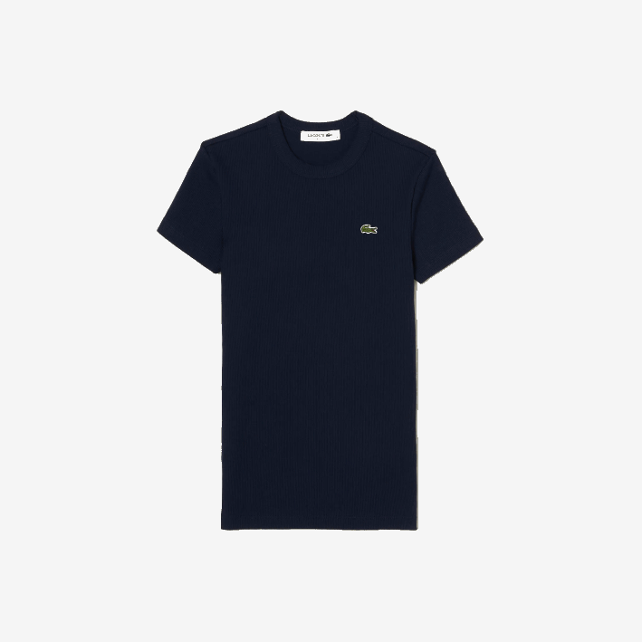 mujer Lacoste 6F242385 azul marino 166 camiseta slim fit de algodón orgánico