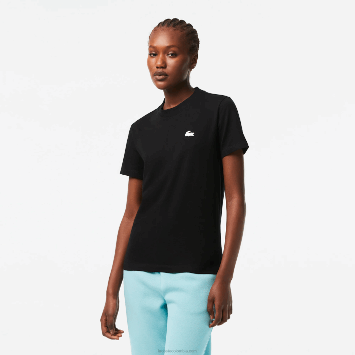 mujer Lacoste 6F242542 negro 031 camiseta deportiva de punto de algodón orgánico mujer Lacoste 6F242542 negro 031 camiseta deportiva de punto de algodón orgánico