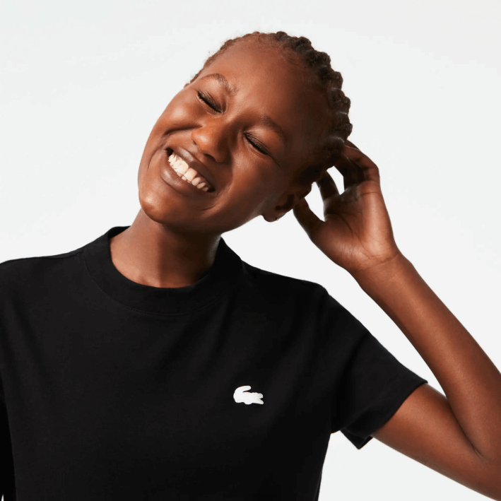 mujer Lacoste 6F242542 negro 031 camiseta deportiva de punto de algodón orgánico