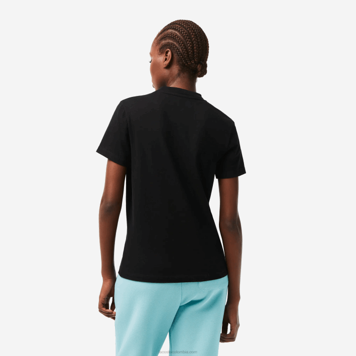 mujer Lacoste 6F242542 negro 031 camiseta deportiva de punto de algodón orgánico