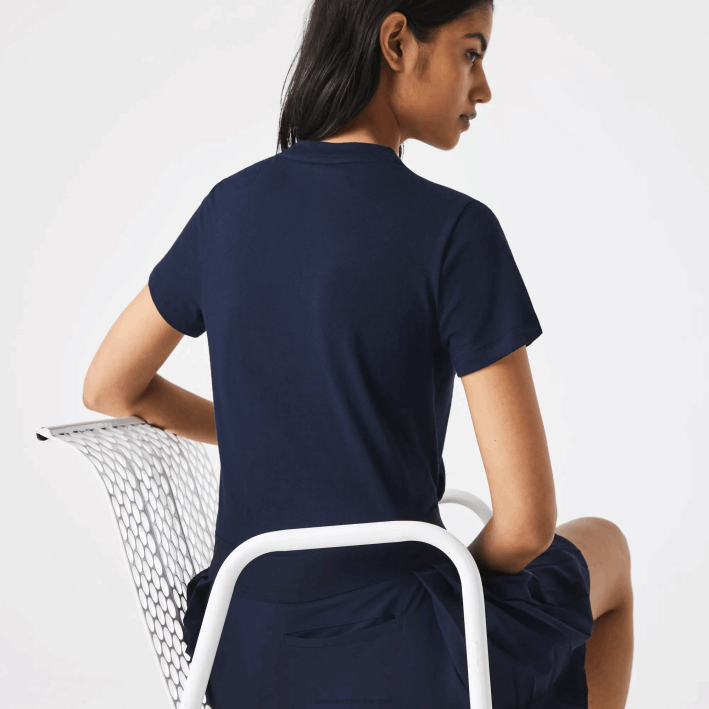 mujer Lacoste 6F242544 azul marino 166 camiseta deportiva de punto de algodón orgánico