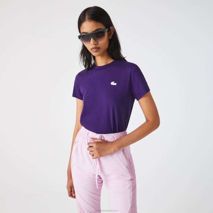 mujer Lacoste 6F242545 púrpura pfn camiseta deportiva de punto de algodón orgánico mujer Lacoste 6F242545 púrpura pfn camiseta deportiva de punto de algodón orgánico