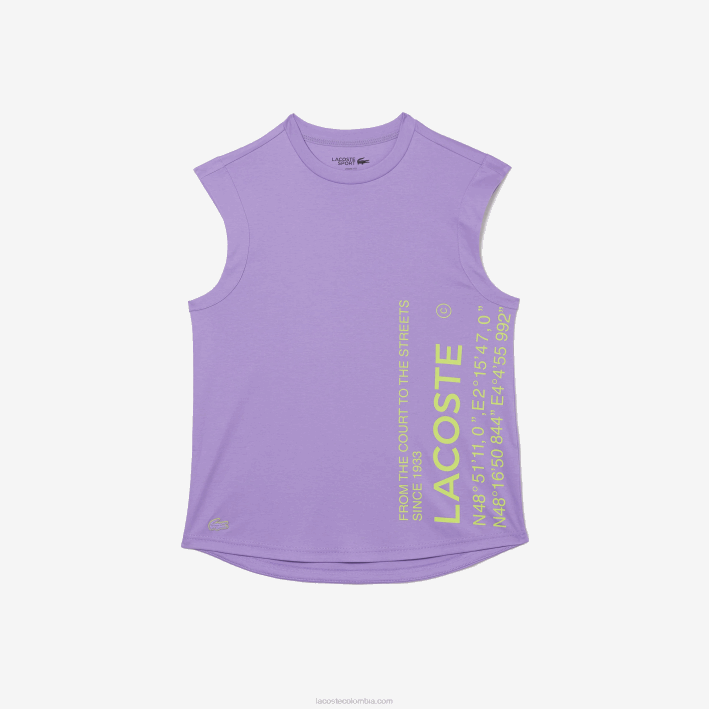 mujer Lacoste 6F242557 púrpura gfu camiseta deportiva de corte holgado con la marca coordinada