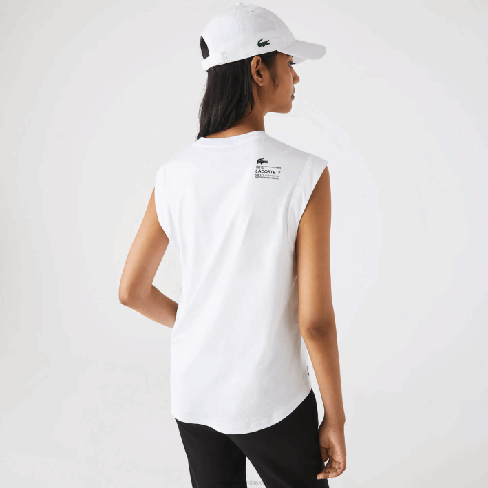 mujer Lacoste 6F242558 blanco 001 camiseta deportiva de corte holgado con la marca coordinada