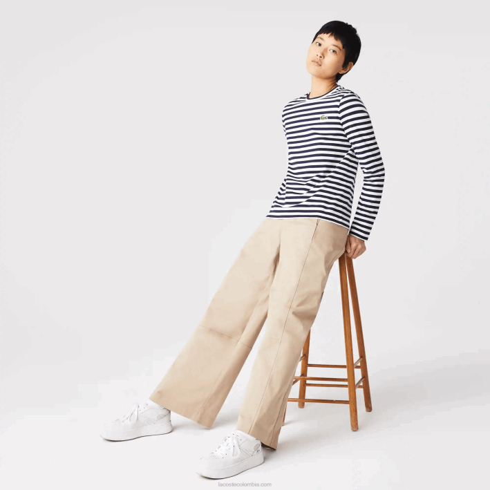 mujer Lacoste 6F242559 negro/blanco hhh camiseta de punto de algodón a rayas mujer Lacoste 6F242559 negro/blanco hhh camiseta de punto de algodón a rayas