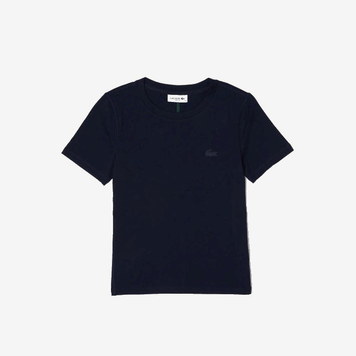 mujer Lacoste 6F242564 azul marino 166 camiseta de mezcla de algodón con cuello redondo