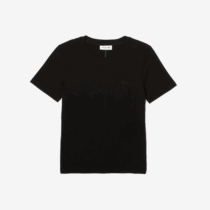 mujer Lacoste 6F242566 negro 031 camiseta de mezcla de algodón con cuello redondo