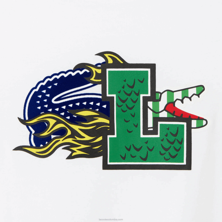 mujer Lacoste 6F242567 blanco 001 camiseta oversize de algodón orgánico