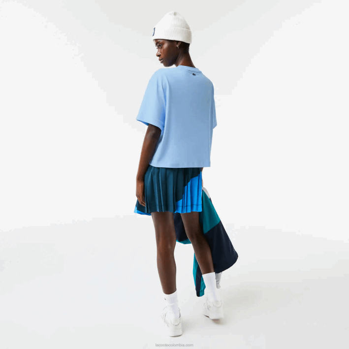 mujer Lacoste 6F242568 hbp azul camiseta oversize de algodón orgánico