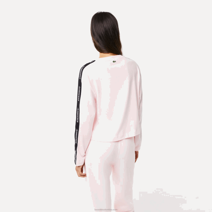 mujer Lacoste 6F242570 rosa claro t03 camiseta holgada con banda estampada