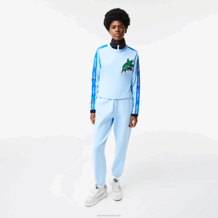 mujer Lacoste 6F242571 hbp azul camiseta holgada con banda estampada
