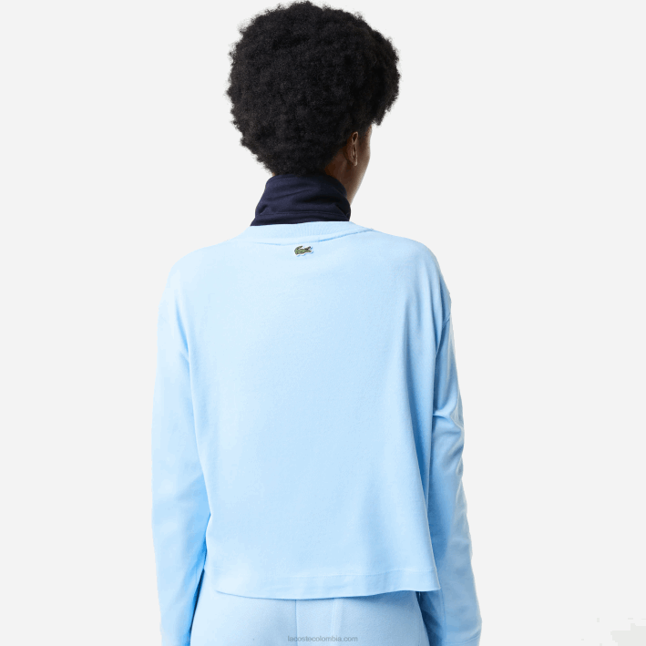 mujer Lacoste 6F242571 hbp azul camiseta holgada con banda estampada