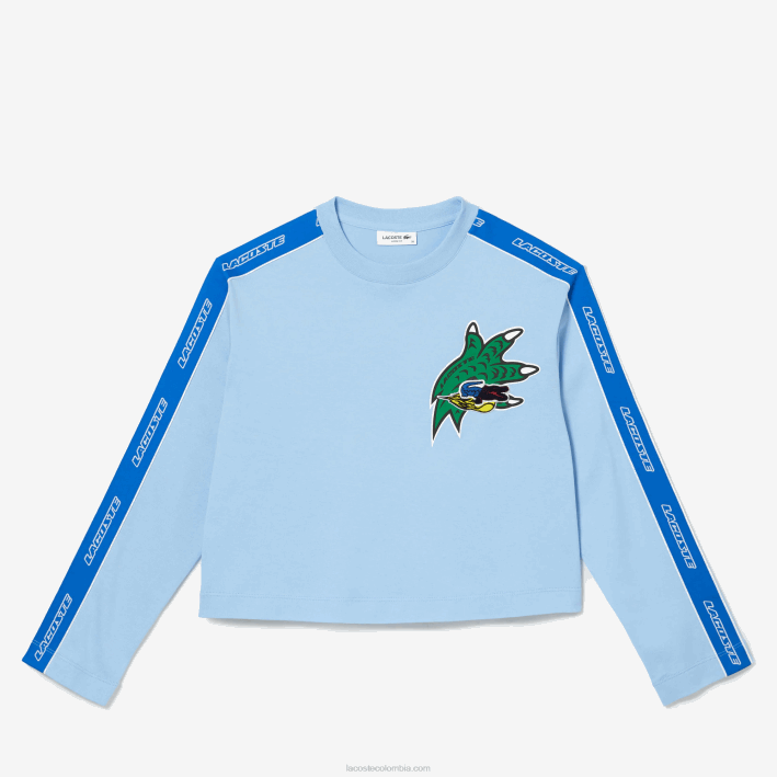 mujer Lacoste 6F242571 hbp azul camiseta holgada con banda estampada