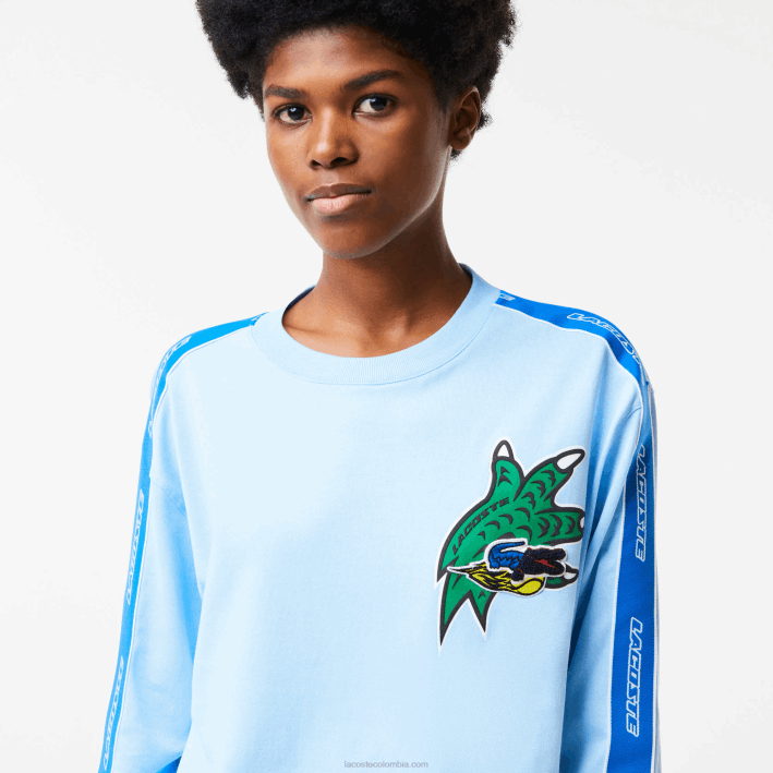 mujer Lacoste 6F242571 hbp azul camiseta holgada con banda estampada
