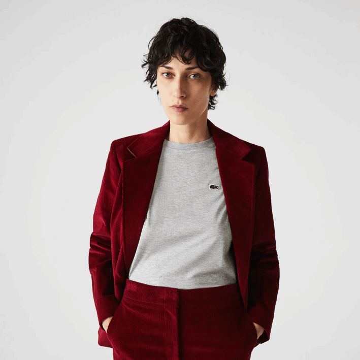 mujer Lacoste 6F242591 lomo gris cca playera de algodón premium con cuello redondo