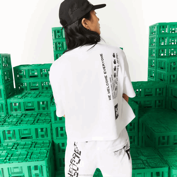 mujer Lacoste 6F242605 blanco 001 camiseta corta de algodón orgánico live x minecraft