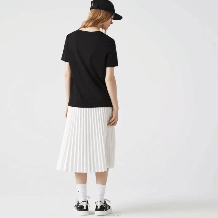 mujer Lacoste 6F242606 negro 031 playera holgada con cuello en V