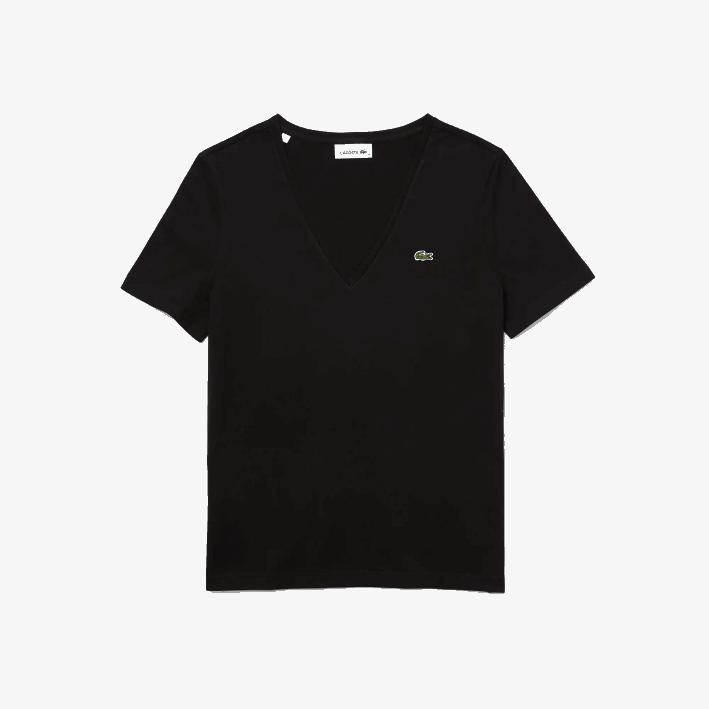 mujer Lacoste 6F242606 negro 031 playera holgada con cuello en V
