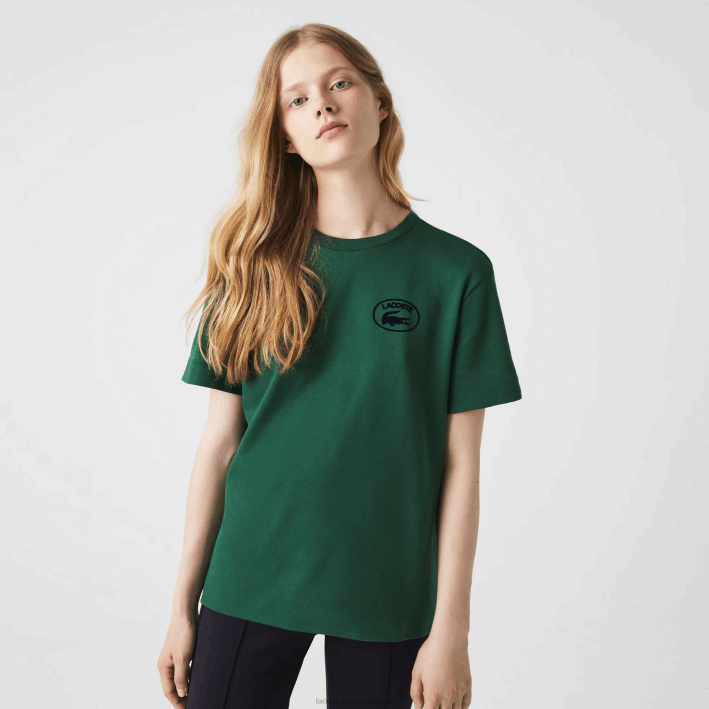 mujer Lacoste 6F242608 verde 132 camiseta holgada de algodón orgánico