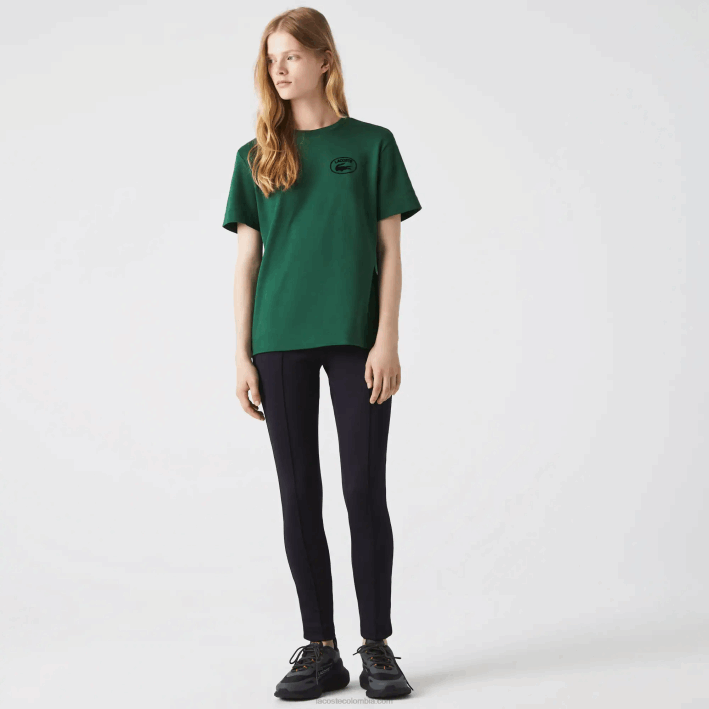 mujer Lacoste 6F242608 verde 132 camiseta holgada de algodón orgánico