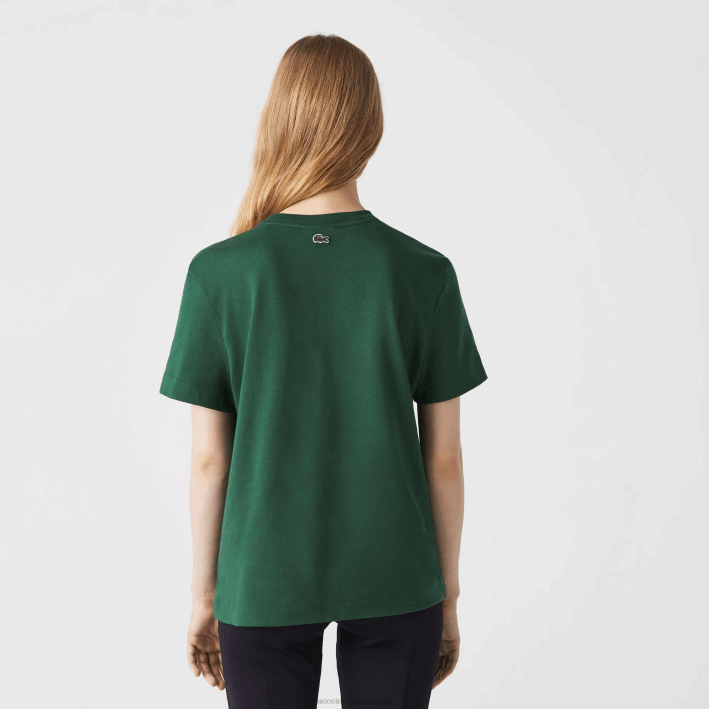 mujer Lacoste 6F242608 verde 132 camiseta holgada de algodón orgánico