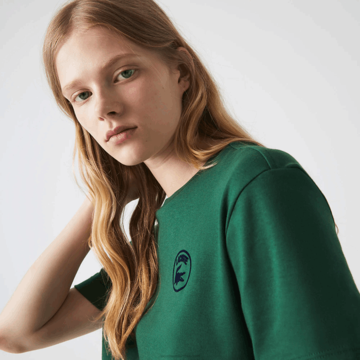 mujer Lacoste 6F242608 verde 132 camiseta holgada de algodón orgánico
