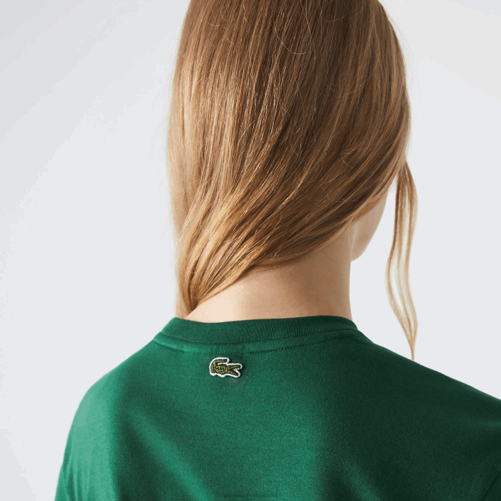 mujer Lacoste 6F242608 verde 132 camiseta holgada de algodón orgánico