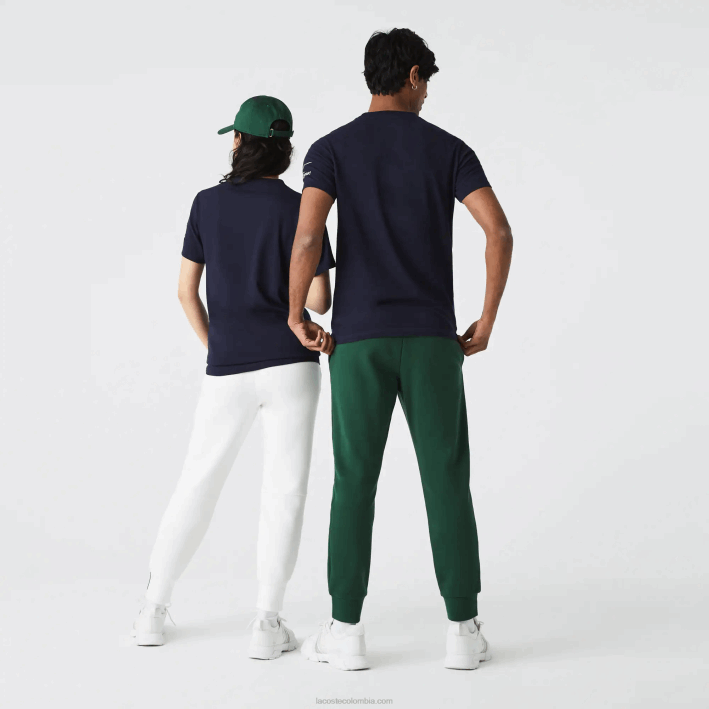 mujer Lacoste 6F24944 azul marino blanco vll playera sport x theo curin de punto gráfico