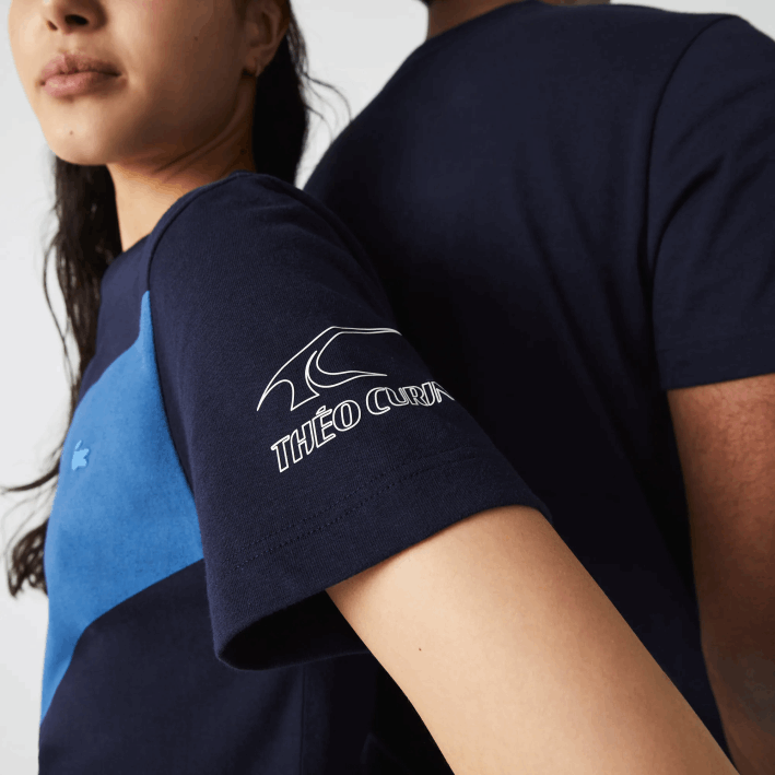 mujer Lacoste 6F24944 azul marino blanco vll playera sport x theo curin de punto gráfico