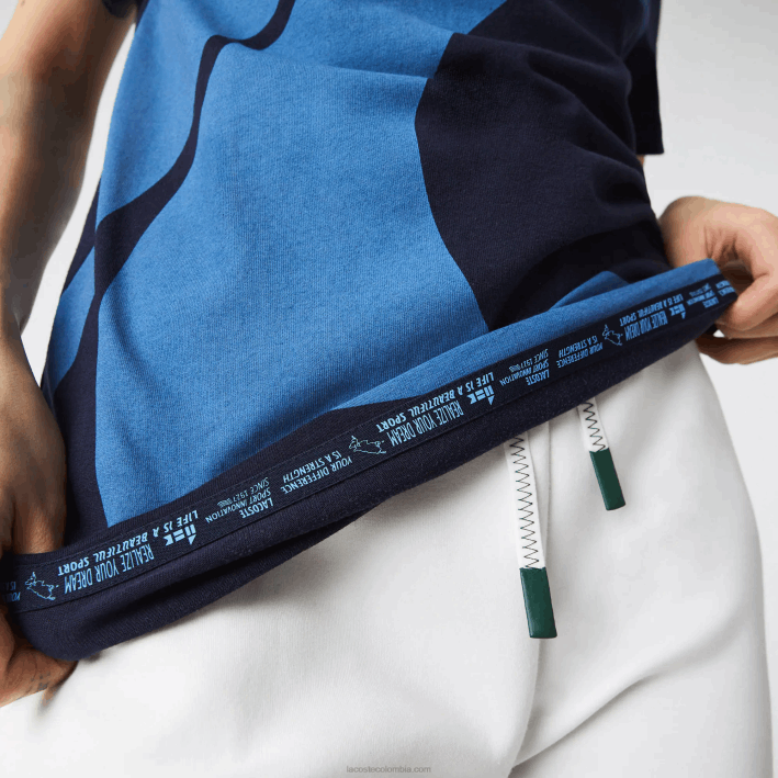 mujer Lacoste 6F24944 azul marino blanco vll playera sport x theo curin de punto gráfico
