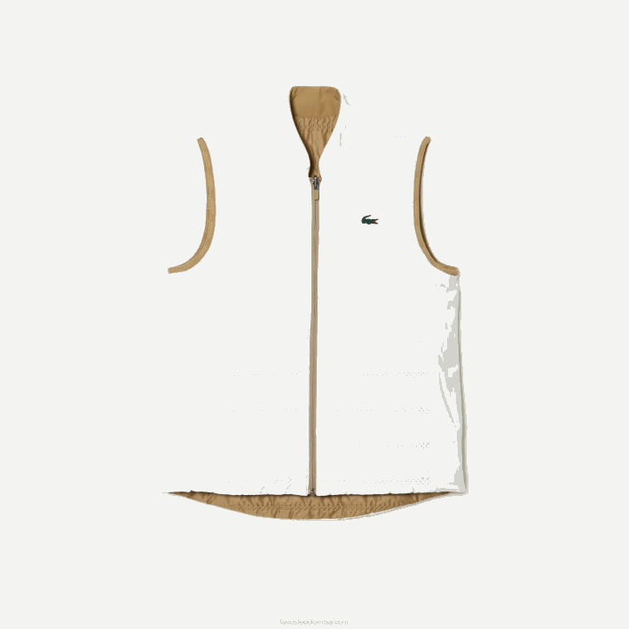 mujer Lacoste 6F242429 zig blanco beige chaleco deportivo de golf reversible