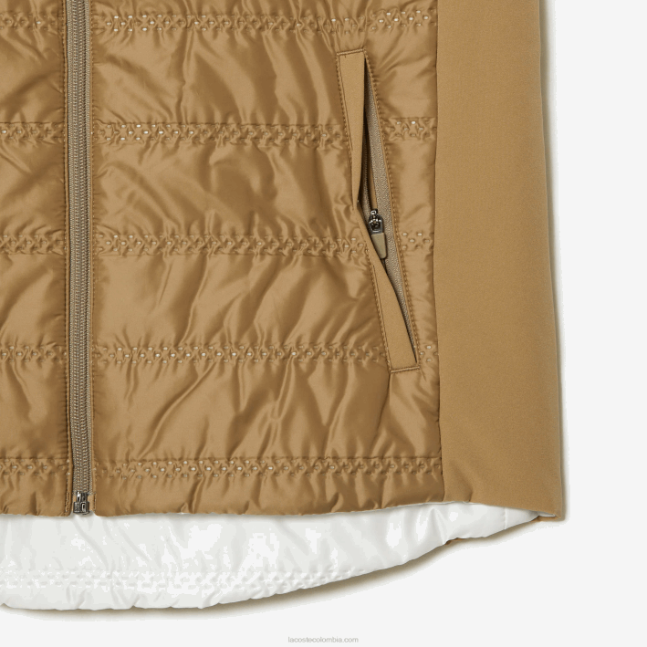 mujer Lacoste 6F242429 zig blanco beige chaleco deportivo de golf reversible