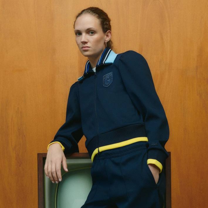 mujer6F242669 azul marino 166 chaqueta de piqué de dos capas lacoste x goop