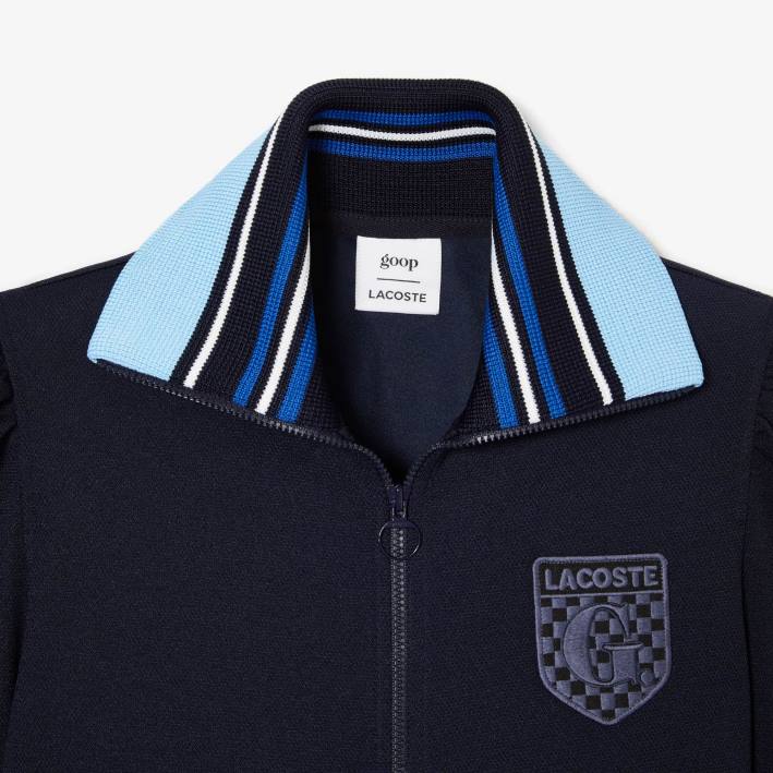 mujer6F242669 azul marino 166 chaqueta de piqué de dos capas lacoste x goop