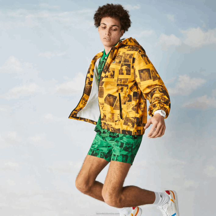 mujer Lacoste 6F241303 amarillo negro 7kr chaqueta de colaboración polaroid en vivo