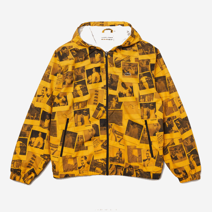 mujer Lacoste 6F241303 amarillo negro 7kr chaqueta de colaboración polaroid en vivo