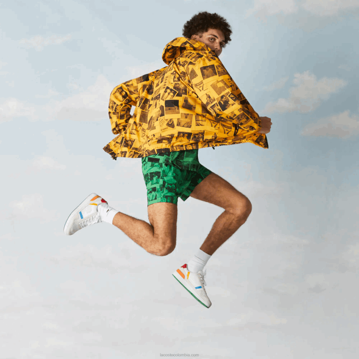 mujer Lacoste 6F241303 amarillo negro 7kr chaqueta de colaboración polaroid en vivo